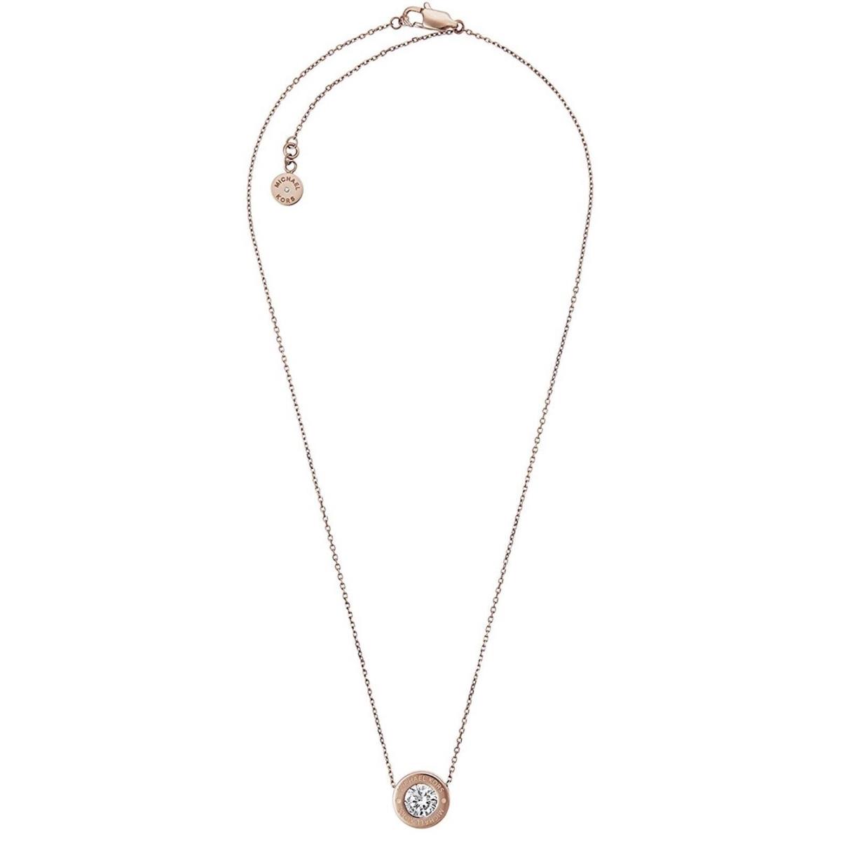 Michael Kors Brilliance Rose Gold-tone Crystal Logo Necklace