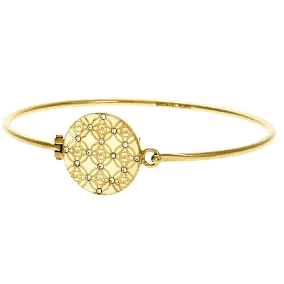 Michael Kors Heritage Gold-tone Crystal Monogram Disk Bracelet