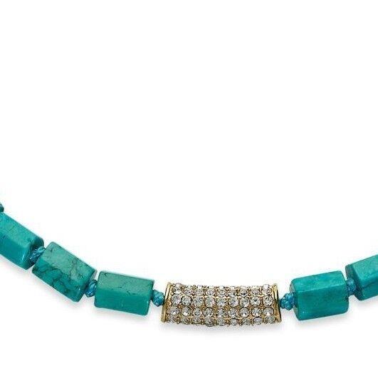 Michael Kors Gold Tone Seaside Luxe Turquoise Bead Collar Necklace MKJ2734