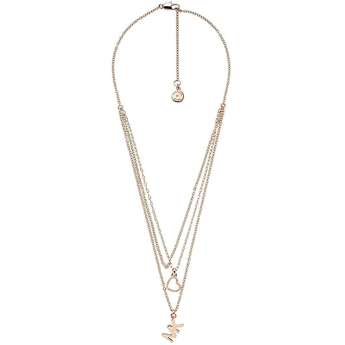 Michael Kors Rose Gold-tone Layered Crystal Pendant Necklace