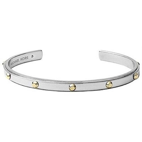 Michael Kors Silver Gold-tone Stainless Steel Stud Open Cuff Bracelet MKJ3835