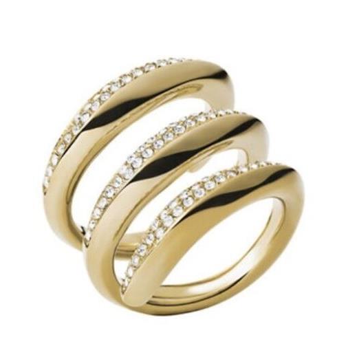 Michael Kors Goldtone Glitz Coil Three-row Ring MKJ43207106 Size 6