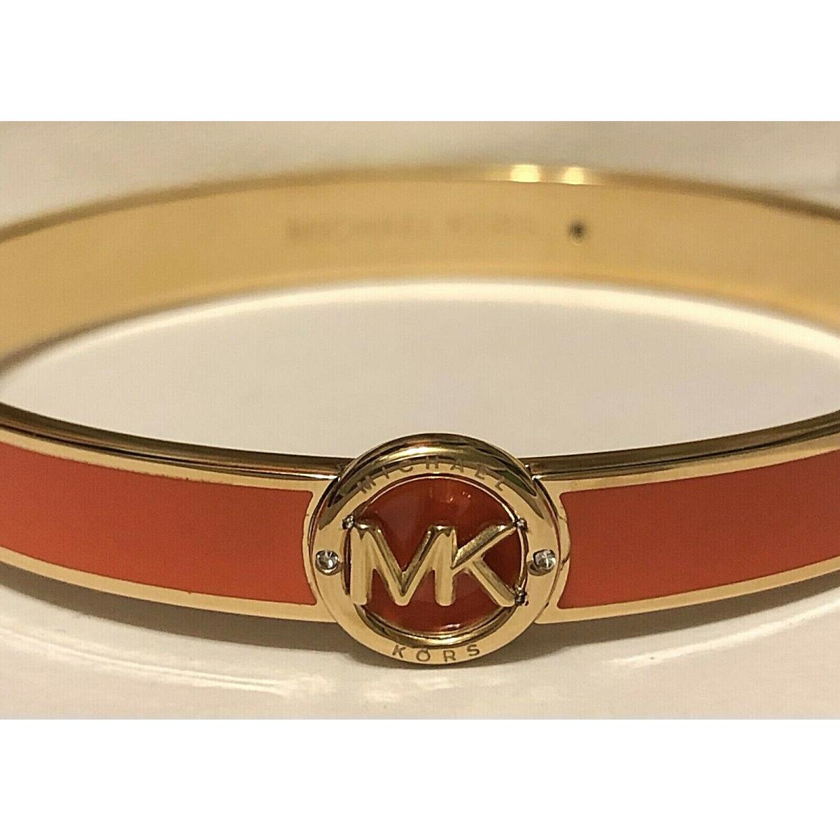 Michael Kors Haute Gold-tone Coral Enamel Bangle Bracelet