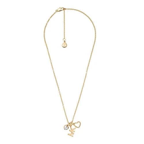 Michael Kors Gold MK Logo Heart Crystal Heart Necklace MKJ7798710 + MK Box