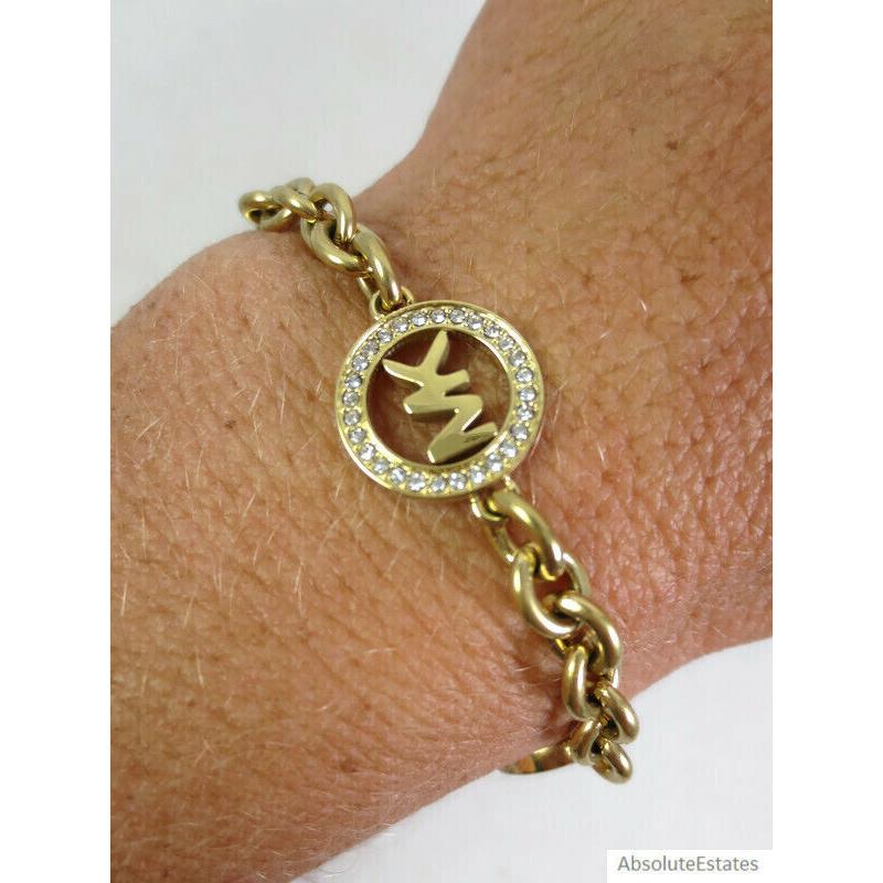 Michael Kors Gold Pave Crystal Fulton Chain Logo Bracelet MKJ4729710