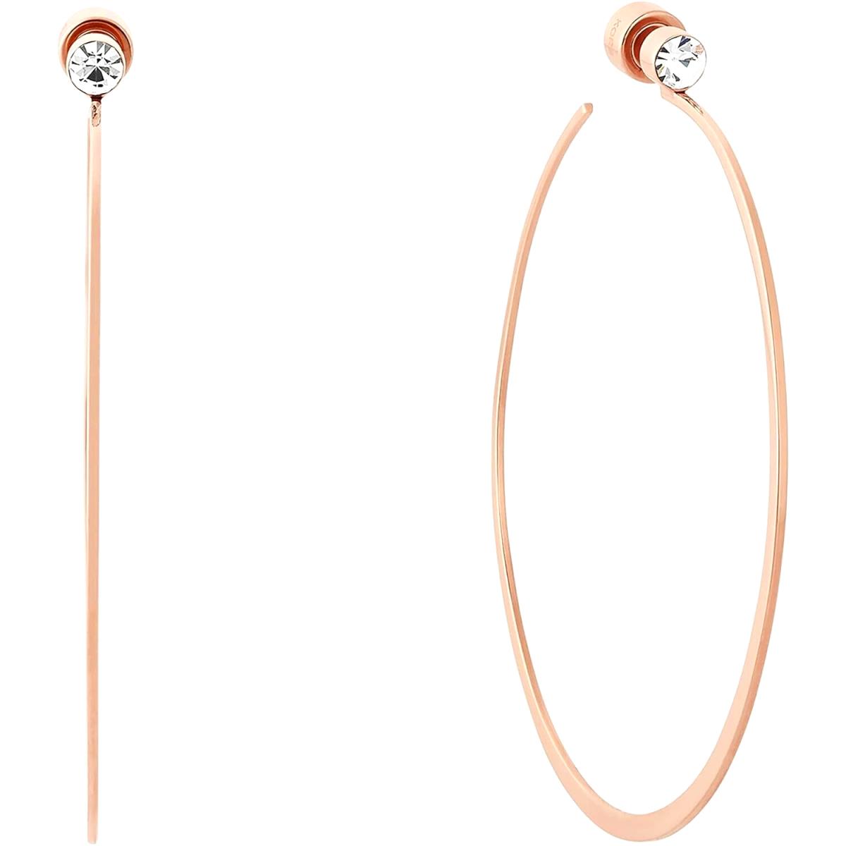 Michael Kors Rose Gold Modern Briliance CZ Crystal Hoop Earrings -MKJ6001