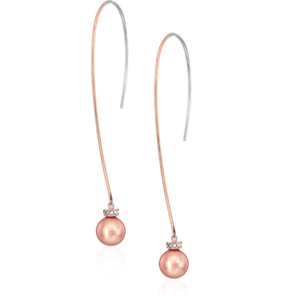 Michael Kors Women Modern Pink Pearl Rose Gold Drop Earrings Crystals MKJ6660791