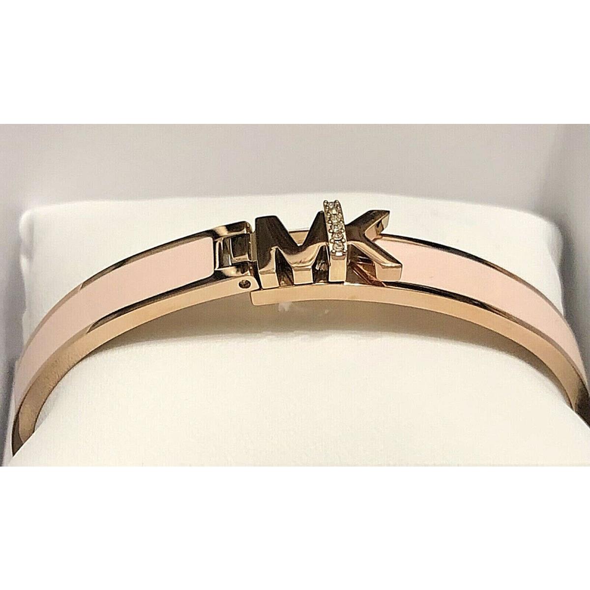 Michael Kors Haute Rose Gold-tone Pink Enamel Bangle Bracelet