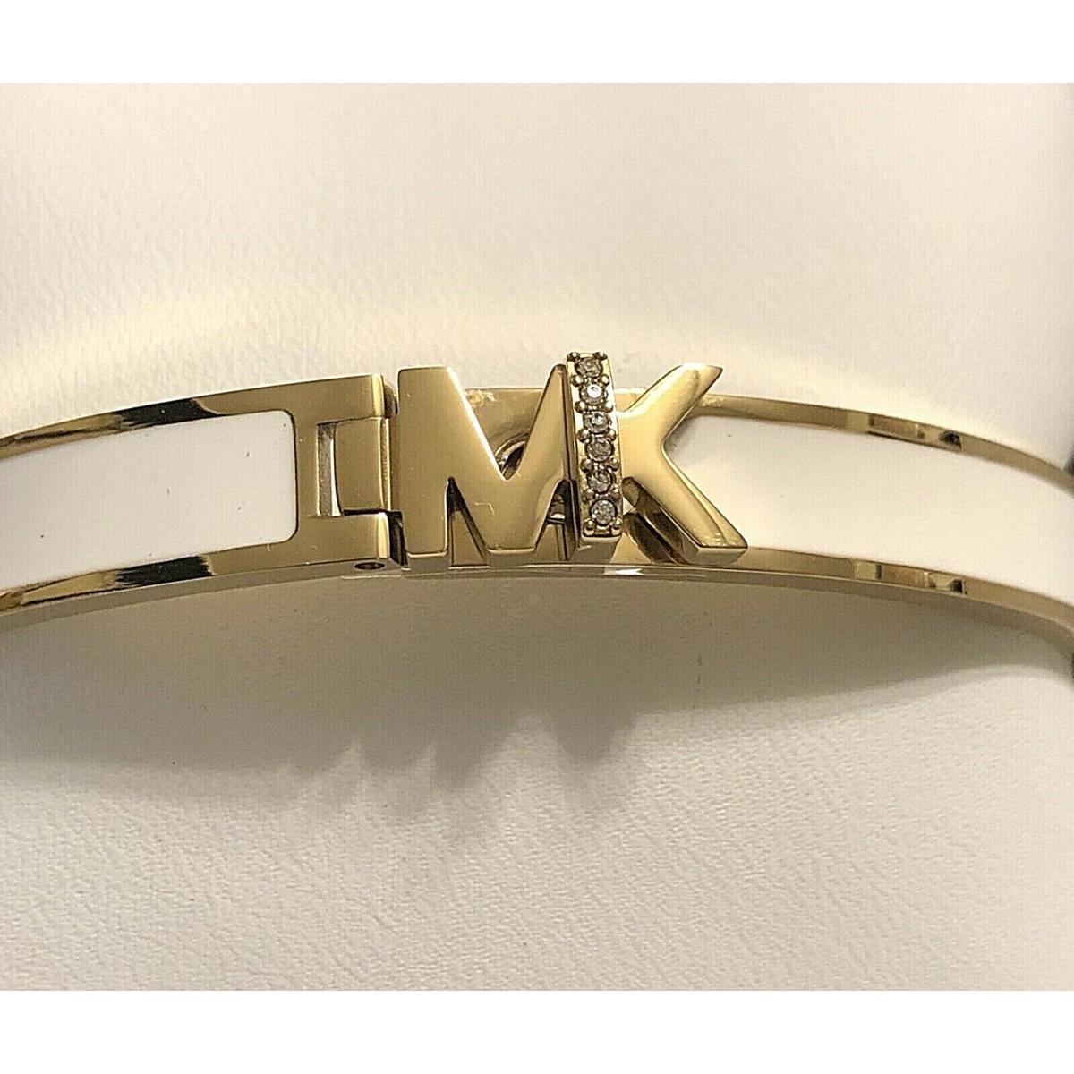 Michael Kors Haute Gold-tone White Enamel Bangle Bracelet