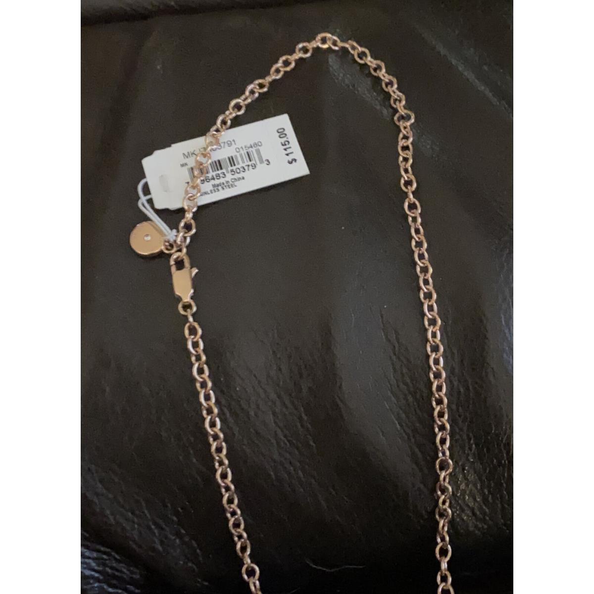 Michael Kors Heritage Rose-gold Tone Logo Triple Charm Pendant