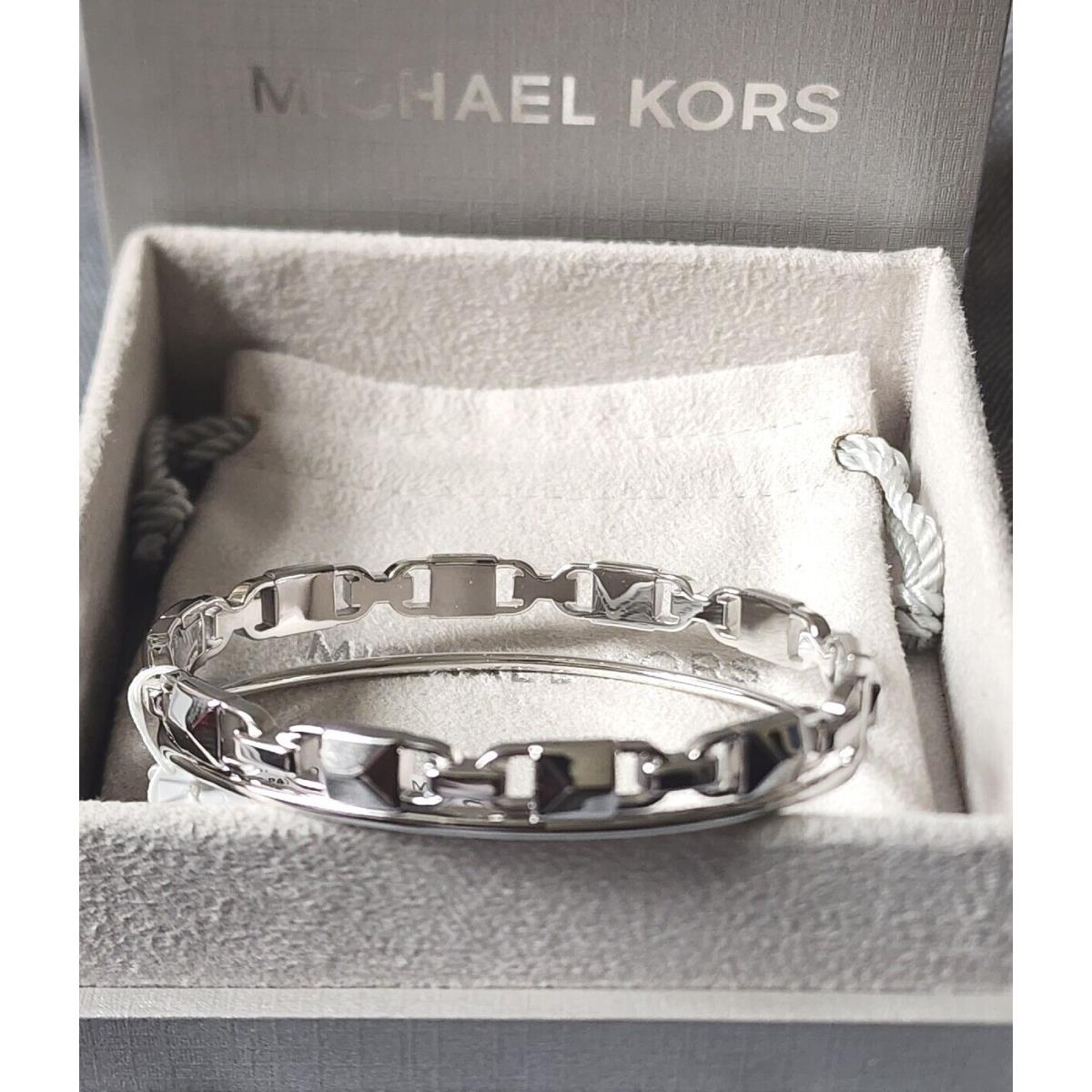 Michael Kors MKC1001AN040 Double Row Bangle .925 Sterling Silver Bracelet