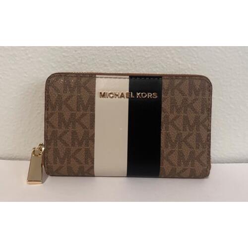 Michael Kors Jet Set Charm MK Signature Brown Card Case Wallet