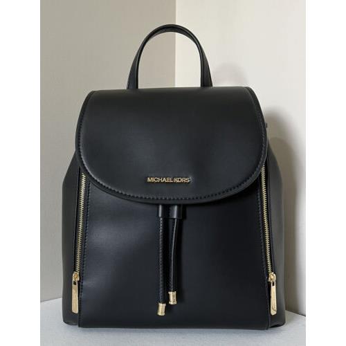 Michael Kors Phoebe Medium Flap Drawstring Backpack Non-leather Vegan Black