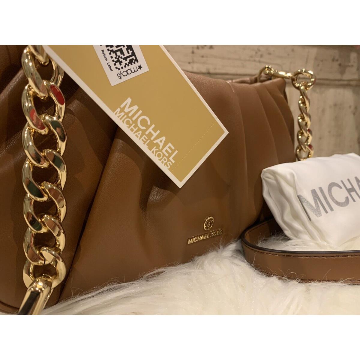 Michael Kors Clutch Small Convertible Hannah Handbag Luggage Brown