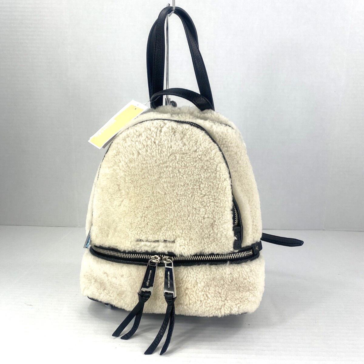 Michael Kors Rhea Small Messenger Backpack Shearling Leather Zip B2H