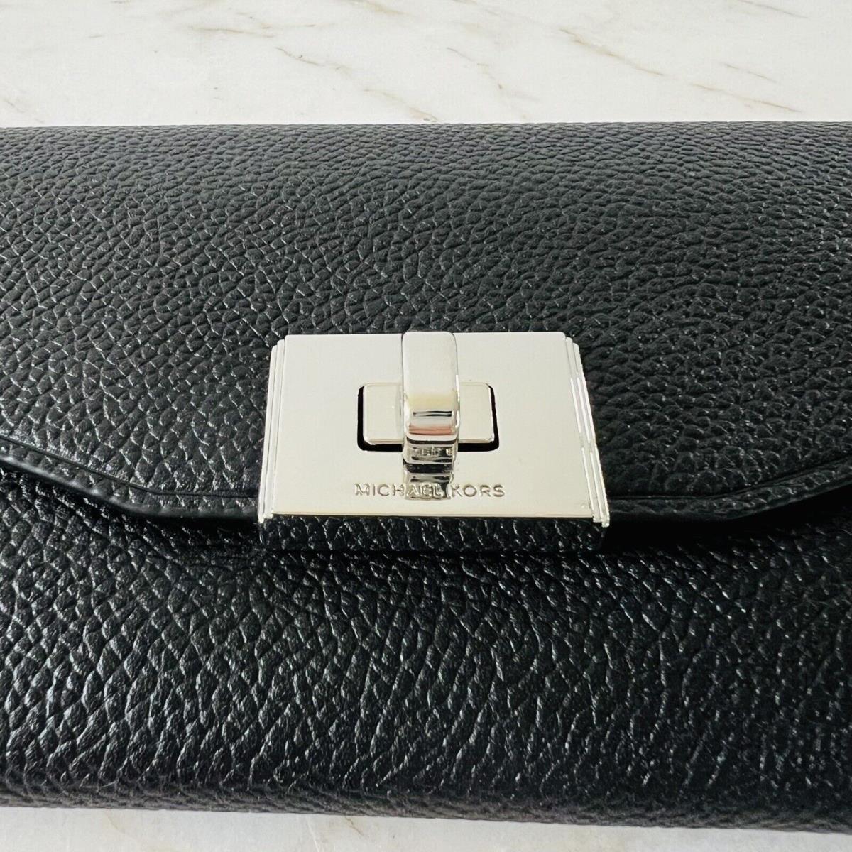 Michael Kors Cassie Black Leather Large Tri-fold Continental Wallet