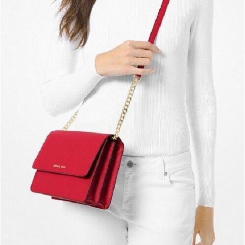 Michael Kors Daniela Large Gusset Crossbody -bright Red - Handle/Strap: Red, Hardware: Gold, Exterior: Bright Red