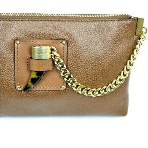 Michael Kors James Pebble Leather Clutch Dark Caramel Handbag 32F6AJYW7L - Exterior: Caramel