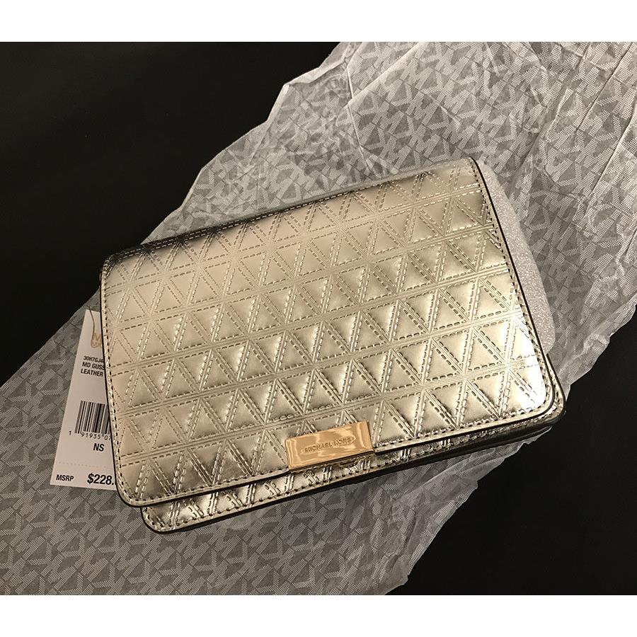 Michael Kors Jade Medium Gusset Clutch Handbag in Champagne