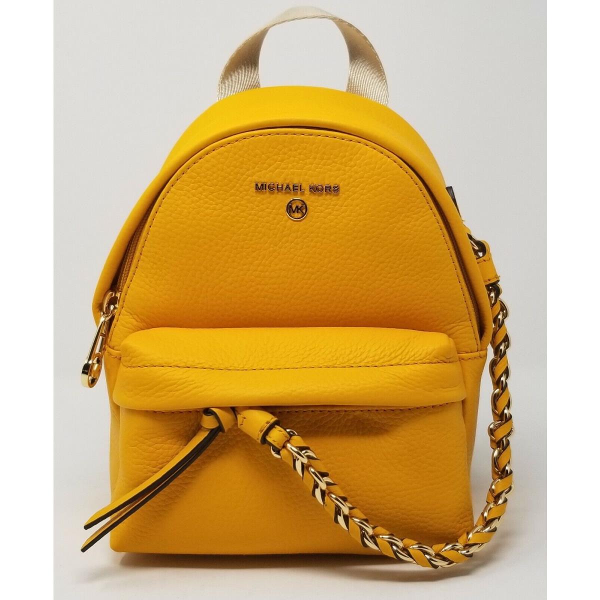 Michael Kors Slater Small Sun Yellow Pebbled Leather Convertible Backpack