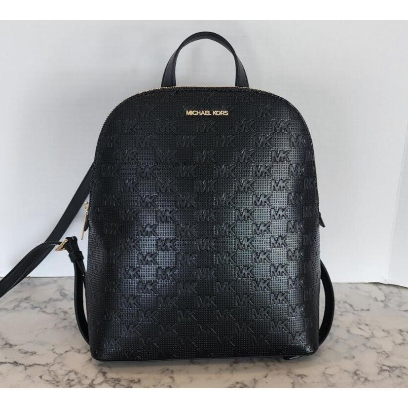 Michael Kors Cindy Large Perforated Leather Backpack MK Logo