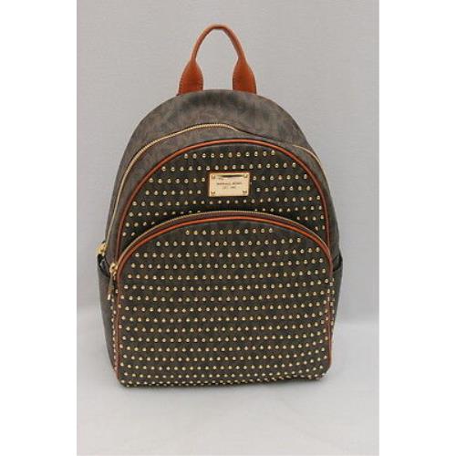 Michael Kors Jet Set Item Signature Pvc Large Studded Backpack Brown