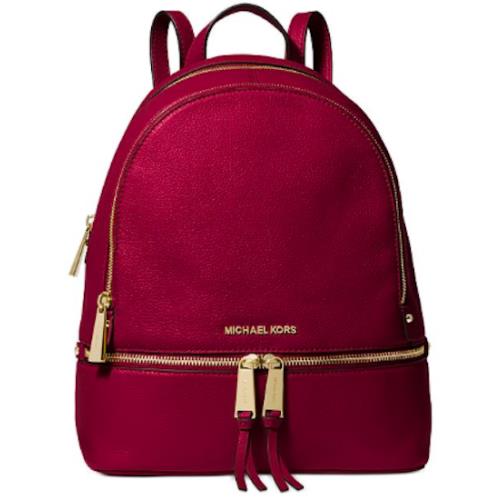 Michael Kors Rhea Zip Small Backpack Berry/gold Packaging