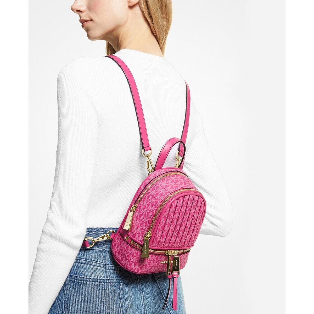 Michael Kors Rhea Zip XS Messenger Backpack Wild Berry