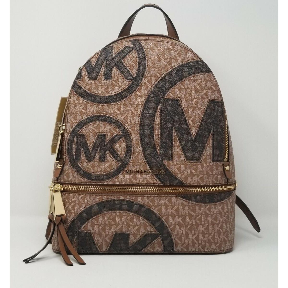 Michael Kors Signature Rhea Luggage Brown Medium Backpack