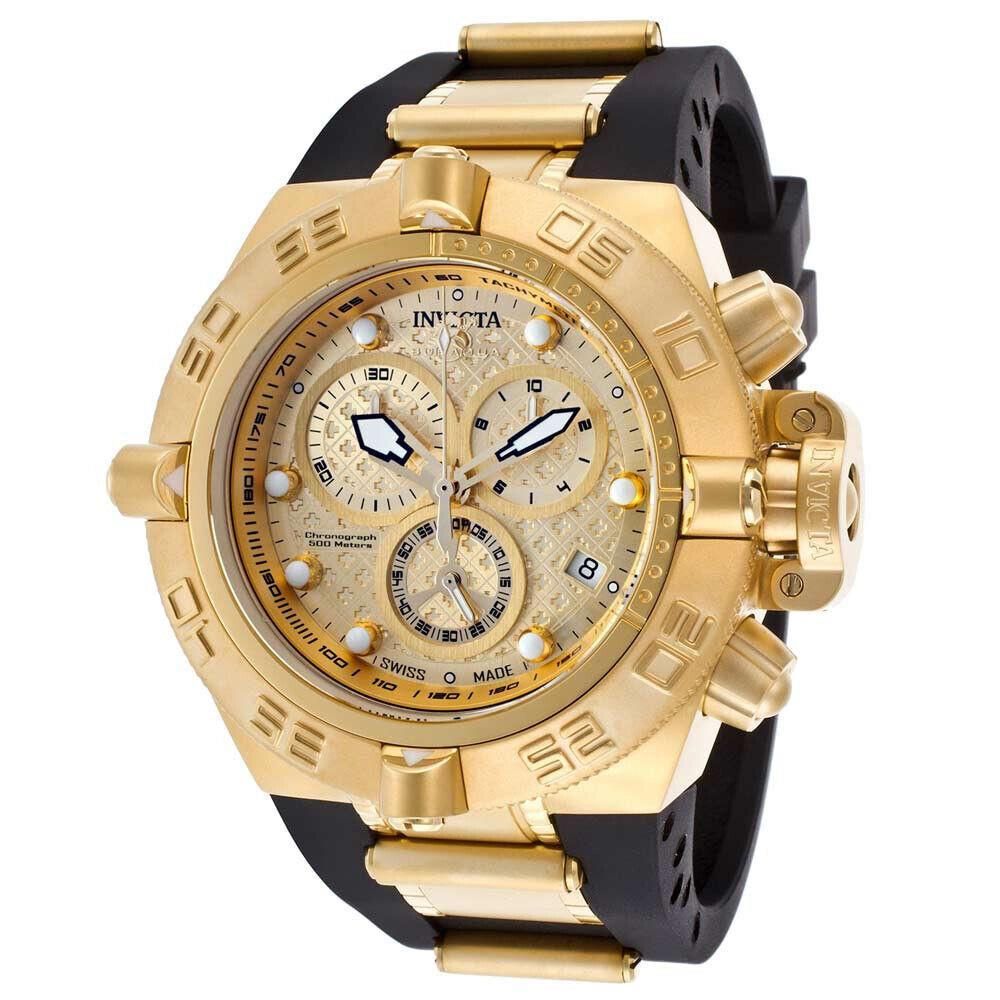 Invicta 16144 Subaqua Noma IV Chronograph Gold Dial Steel Blackpolyurethan Band