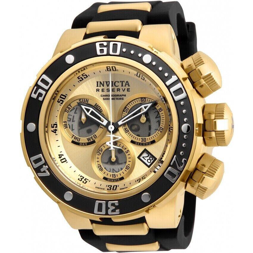 Invicta 21641 Reserve Gold Dial Silicone Strap Chronograp Swiss Quartz Movement: