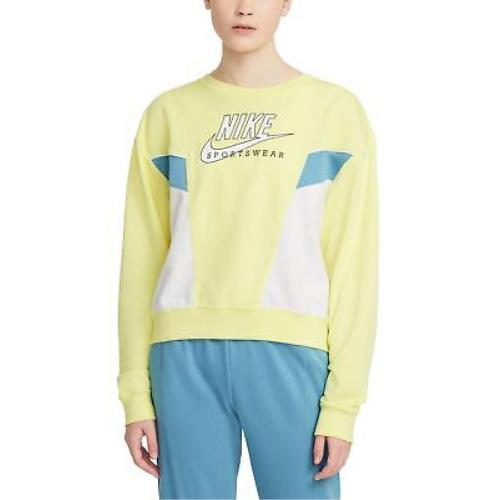 Nike Womens Heritage Colorblocked Sweatshirt Size X-small Color Yellow