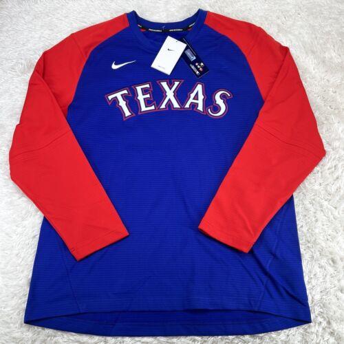 Nike Texas Rangers Baseball Team Issued Therma Pullover NKM8 Mens Size Large