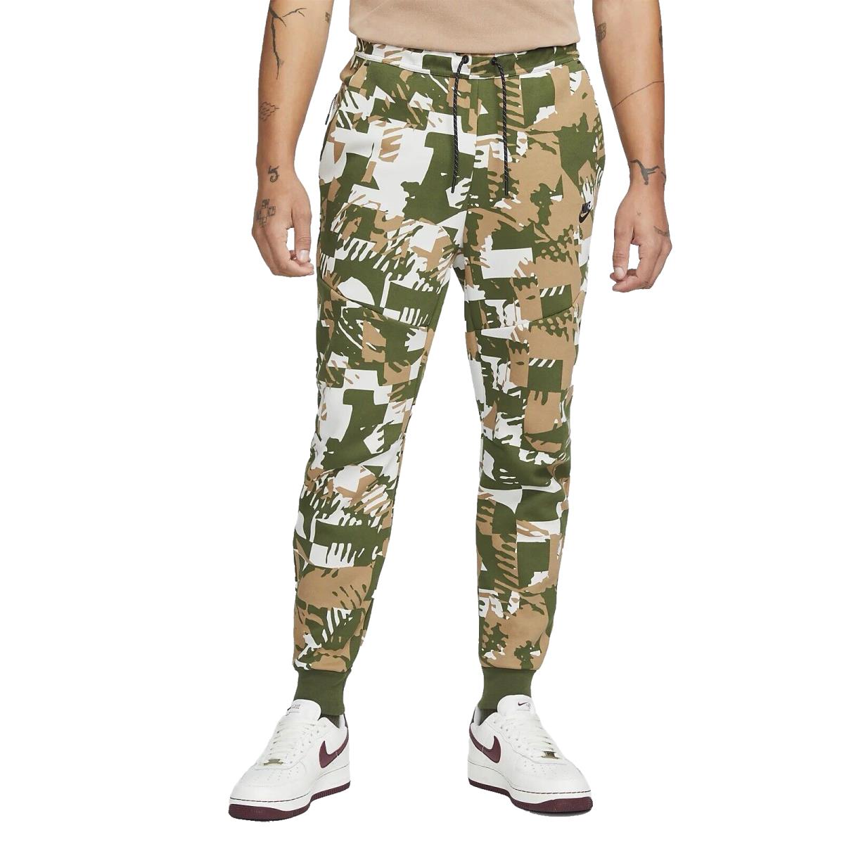 Nike Tech Fleece Printed Camo Jogger Pants DM6472-072 Light Bone Mens Medium M