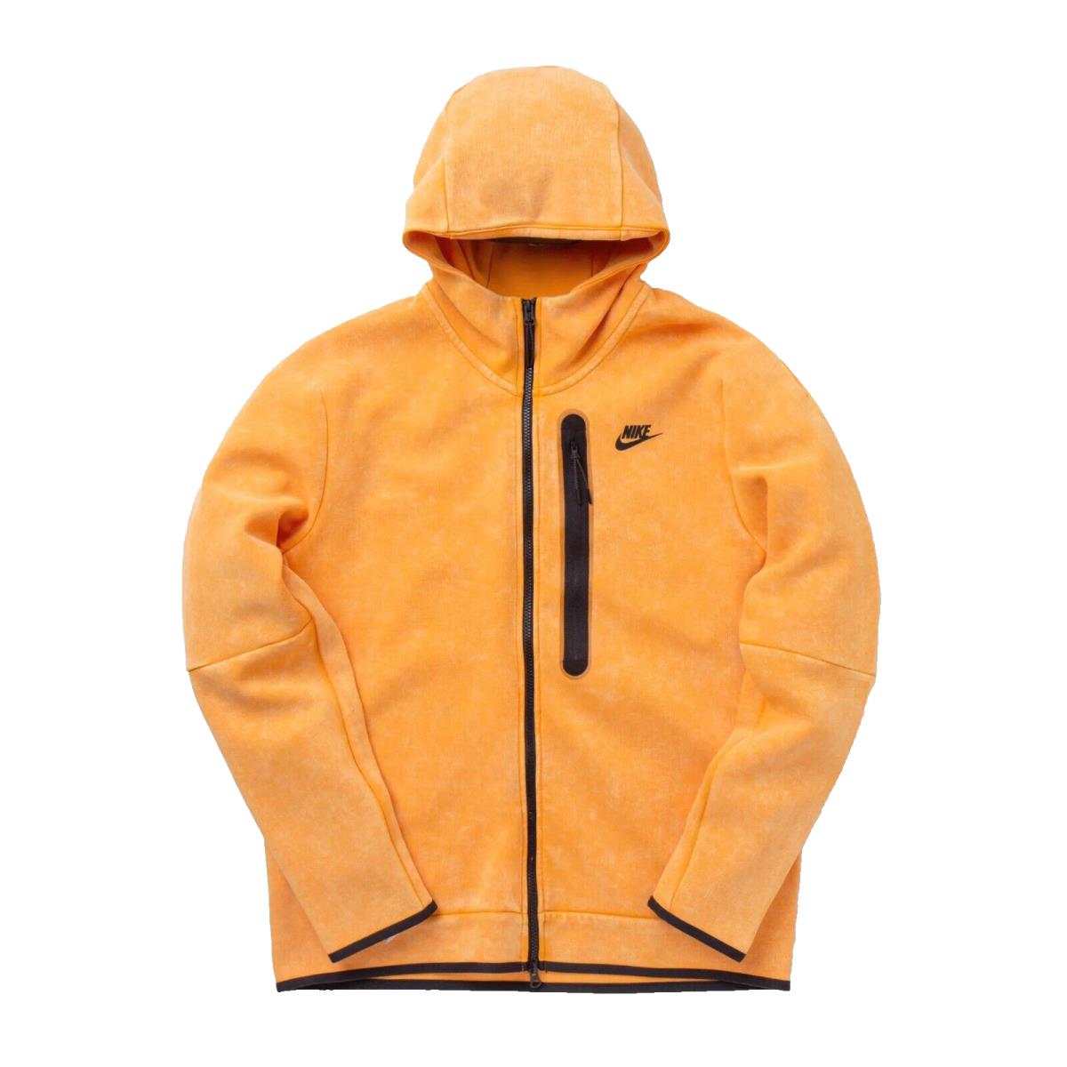 Nike Tech Fleece Wash Full-zip Hoodie DM6515-886 Orange Men`s Medium M