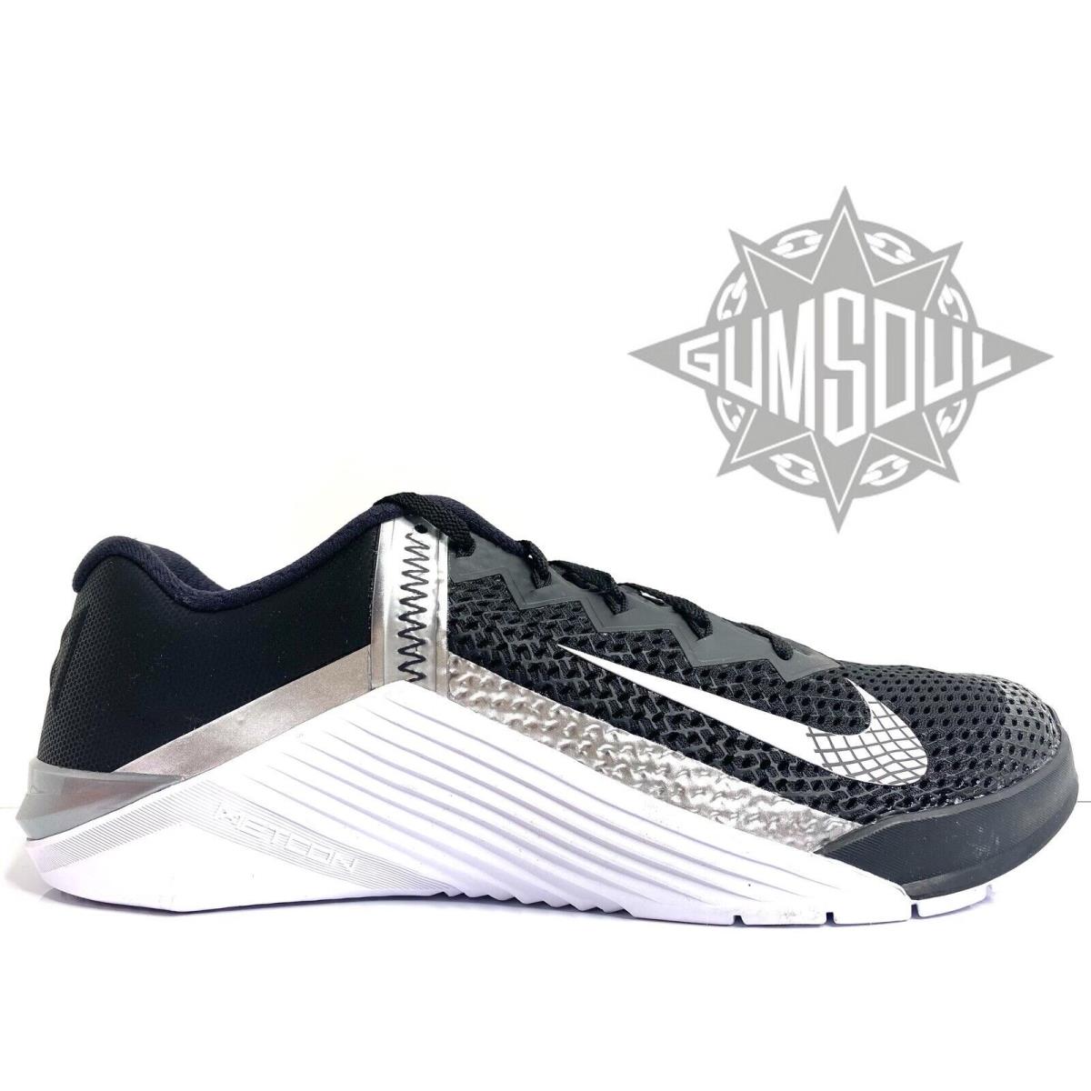 Nike Women`s Metcon 6 Black Metallic Silver AT3160 010 sz 10.5 - Black/Metalluc Silver