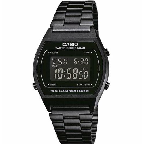 Casio Men s Digital Vintage Black Bracelet Watch B640WB-1B - Dial: Black, Band: Black, Bezel: Black