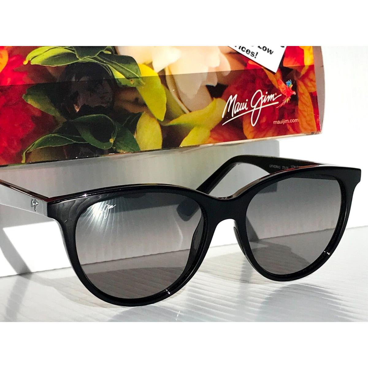 Maui Jim Cathedrals Shiny Black Polarized Grey Womens Sunglass GS782-02