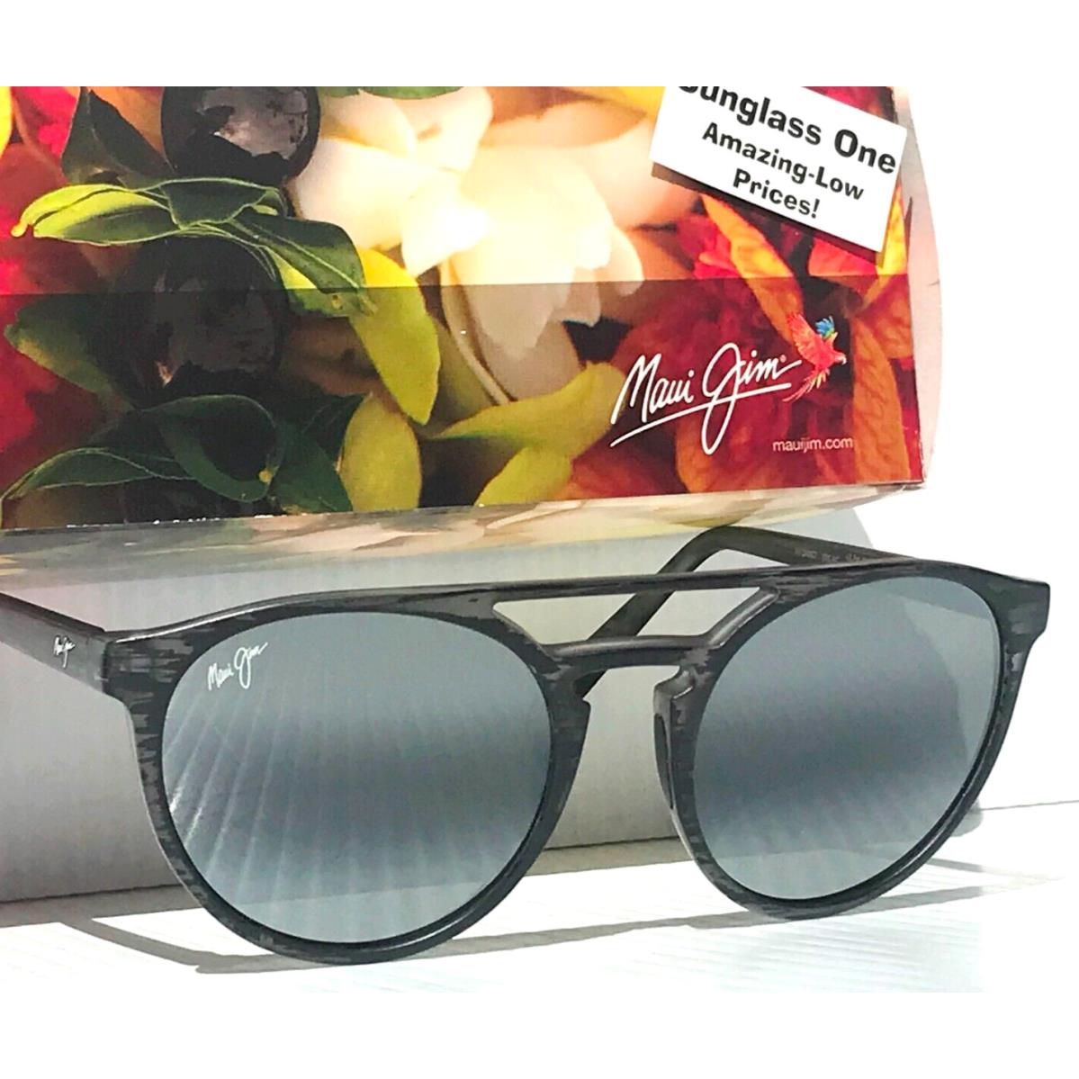 Maui Jim AH Dang Matte Grey Woodgrain Polarized Grey Glass Lens Sunglass 781-11M