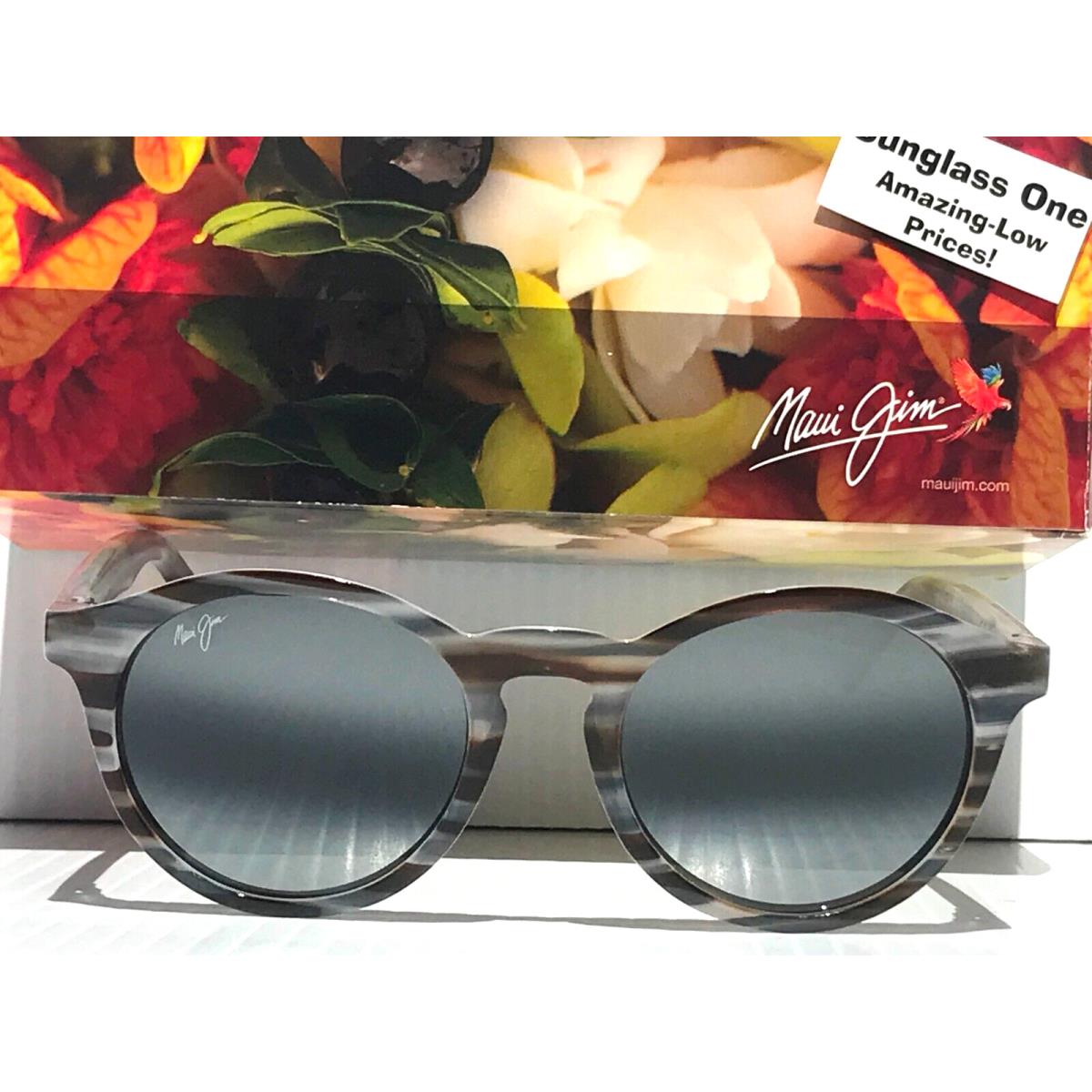 Maui Jim Pineapple Slate Grey Stripes Polarized Grey Glass Sunglass 784-14D