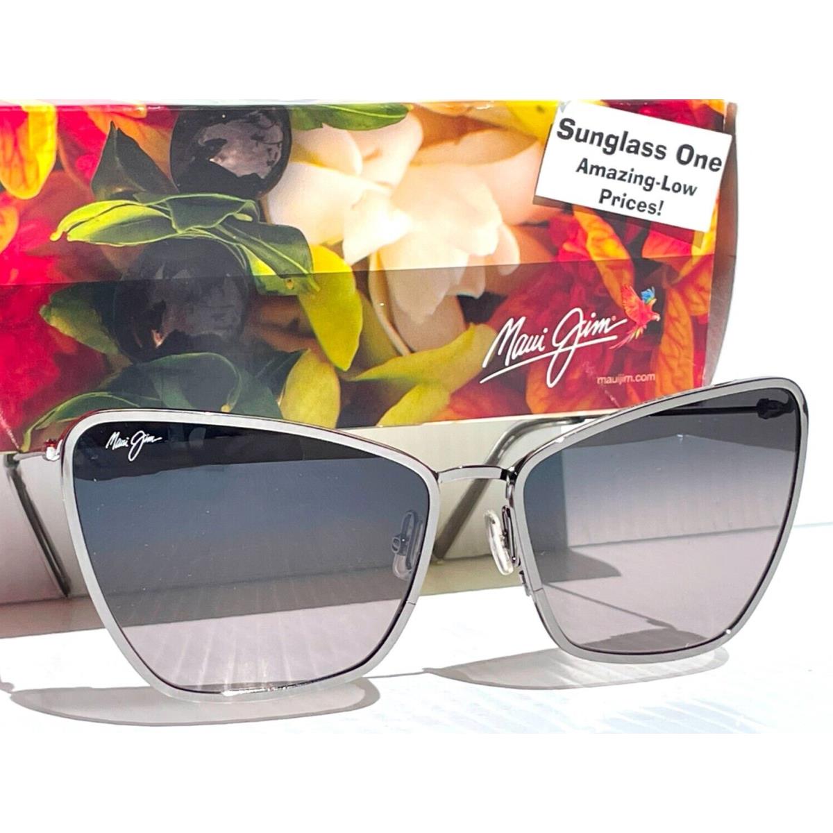 Maui Jim Puakenikeni Silver Gunmetal Polarized Gray Glass Sunglass GS823-02D