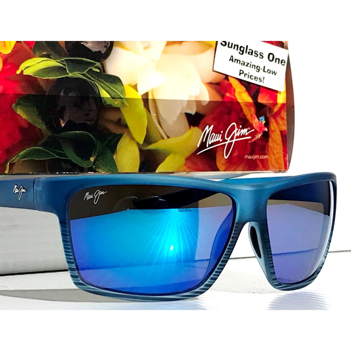 Maui Jim Alenuihaha Blue Black Stripes Polarized Blue Glass Sunglass B3839-03S