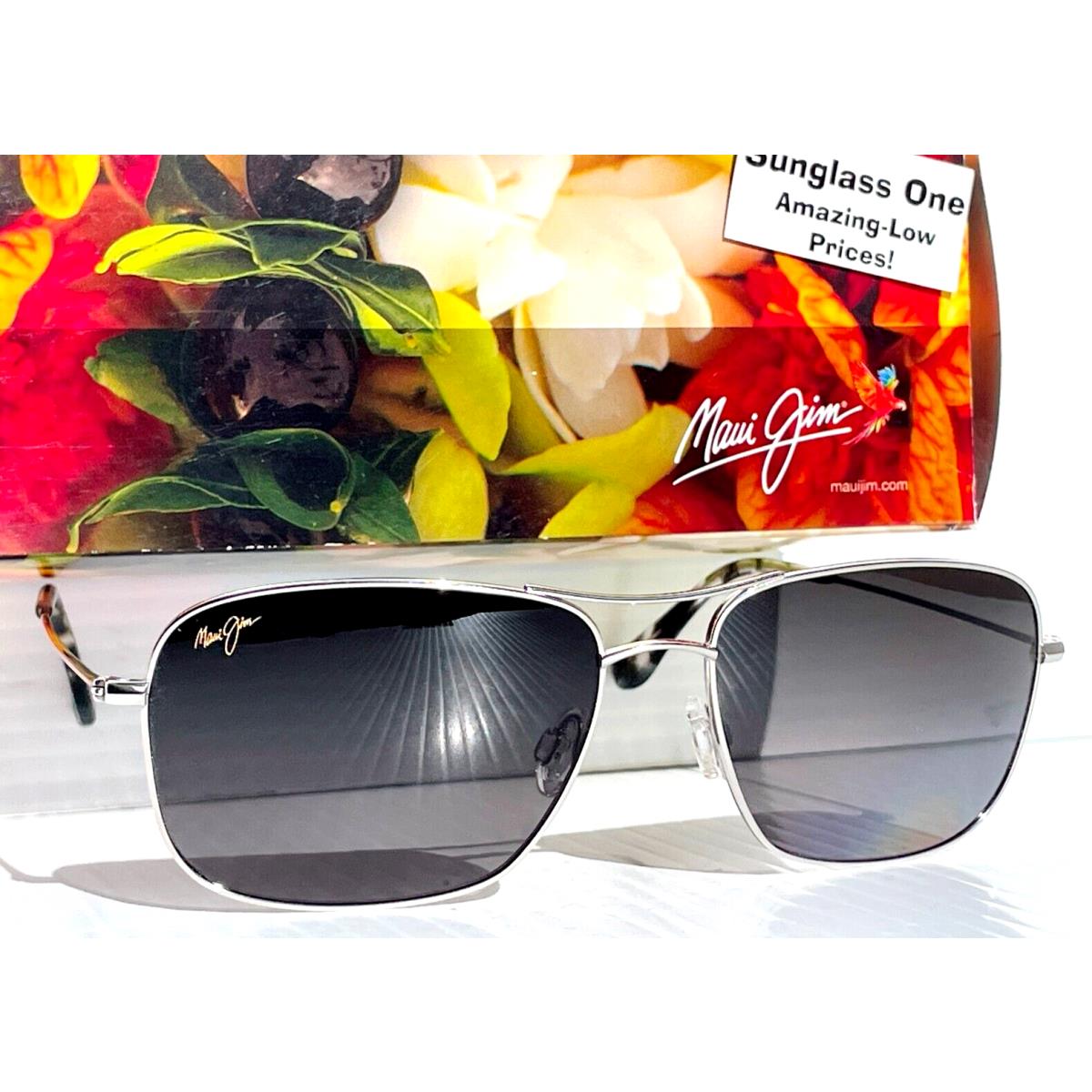 Maui Jim Wiki Wiki Polished Silver Polarized Grey Lens Sunglass GS246-17