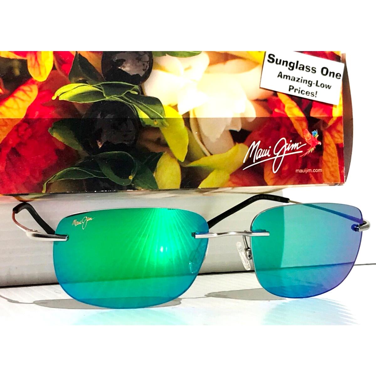 Maui Jim Ohai Matte Silver Polarized Green Mirror Sunglass GM334-17M