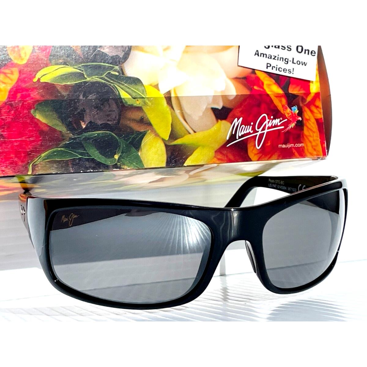 Maui Jim Peahi Gloss Black Polarized Grey Glass Lens Sunglass 202-02