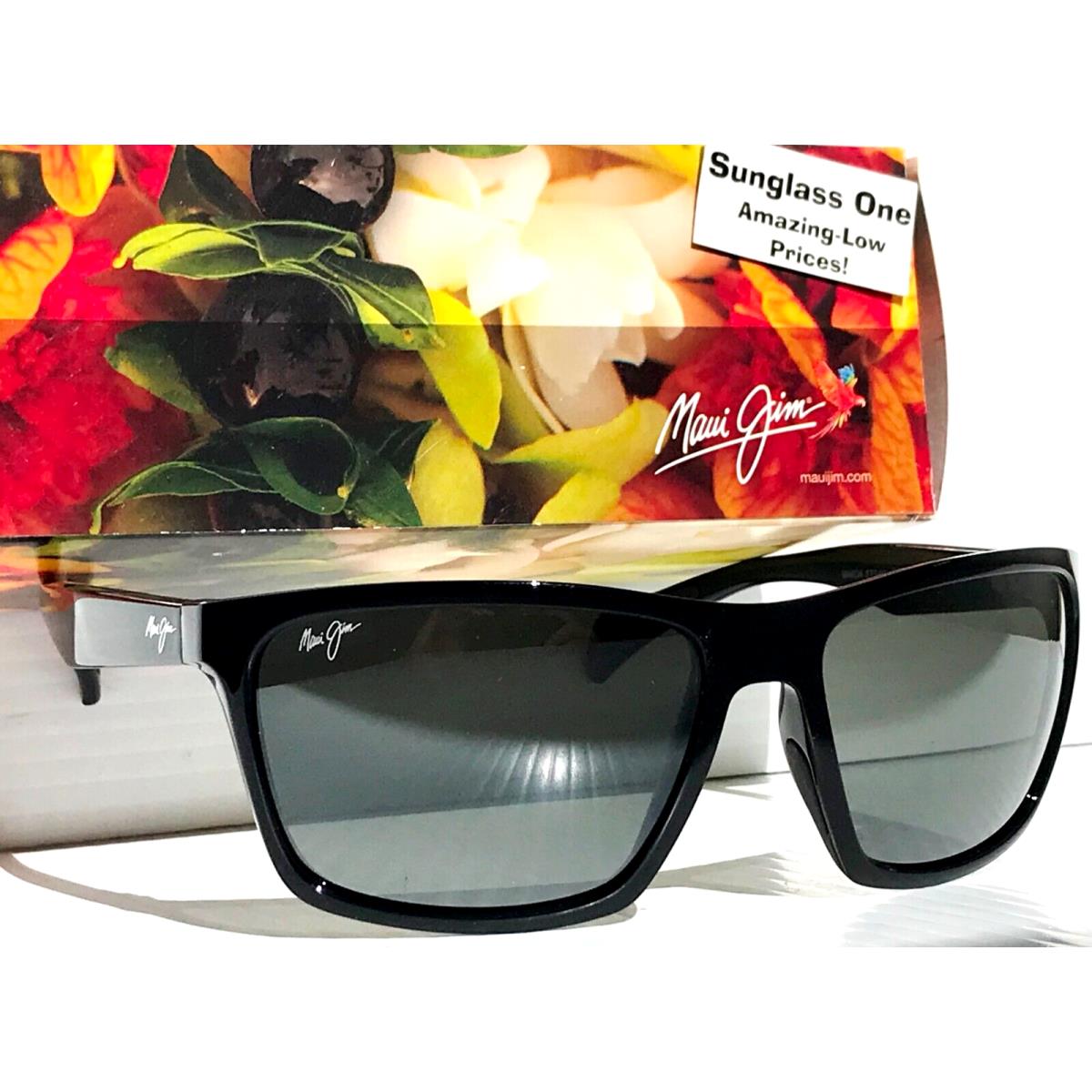 Maui Jim Makoa Gloss Black Polarized Grey Glass Lens Sunglass 804-02