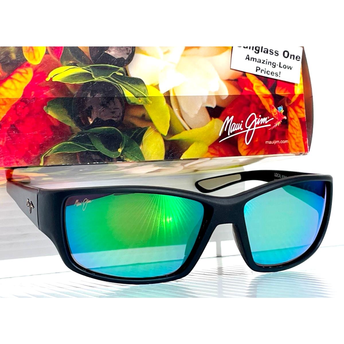 Maui Jim Local Kine Soft Black Polarized Green Glass Sunglass GM810-27M