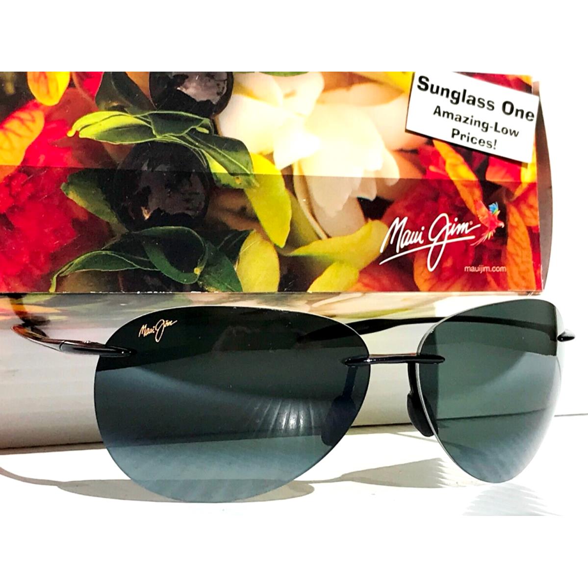 Maui Jim Sugar Beach Gloss Black Polarized Grey Lens Sunglass 421-02