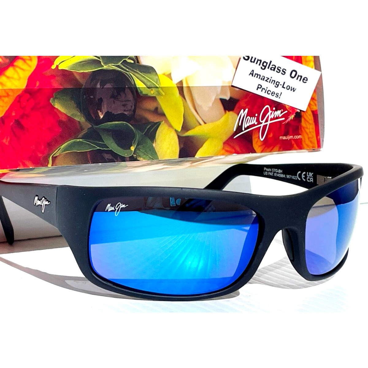 Maui Jim Peahi Matte Black Rubber Polarized Blue Glass Lens Sunglass B202-2M