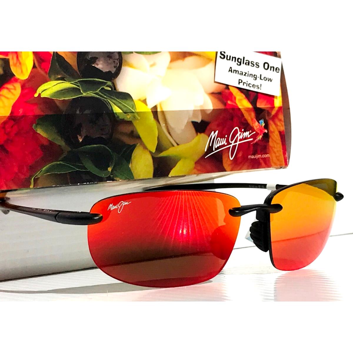 Maui Jim Hookipa Matte Black Polarized Lava Ruby Lens Sunglass RM407N-2M